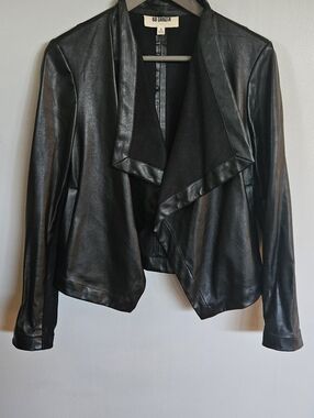 BB Dakota Black Faux Leather Waterfall Jacket